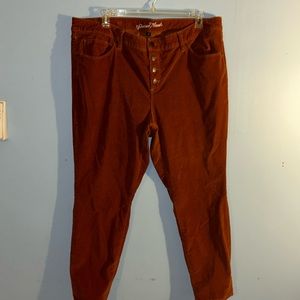 Universal Thread burnt orange button fly  skinny plus six 20 corduroy  pants